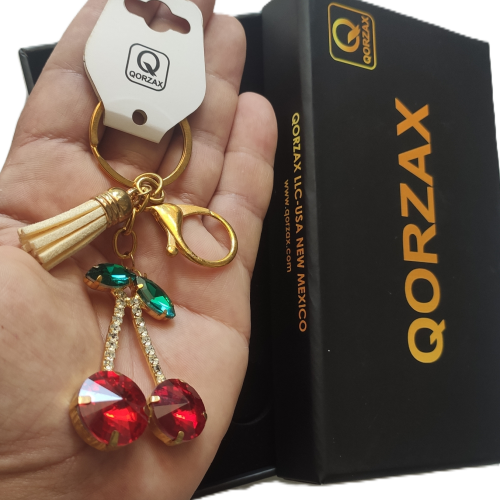 Cherry Keychain in Gold Color